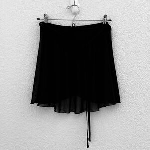 Joah Brown Wrap Skirt in Black Mesh